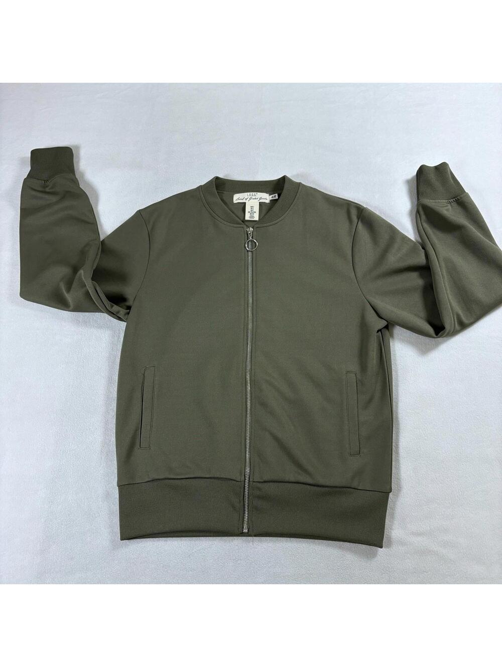 Bomber Jacket Minimal Streetwear Zip H&M LOGG Olive S Fits Like X Clean